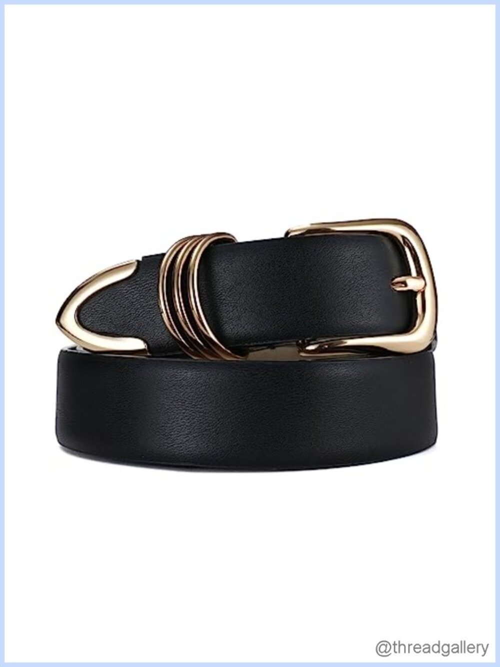 Faux Leather Belt with Gold Buckle Women's Adjustable Waist Belt
